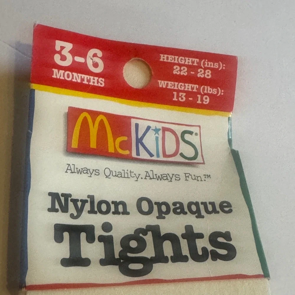 McKids Vintage Ecru Nylon Opaque Tights 3-6 Months McDonald's MK761003 USA Made